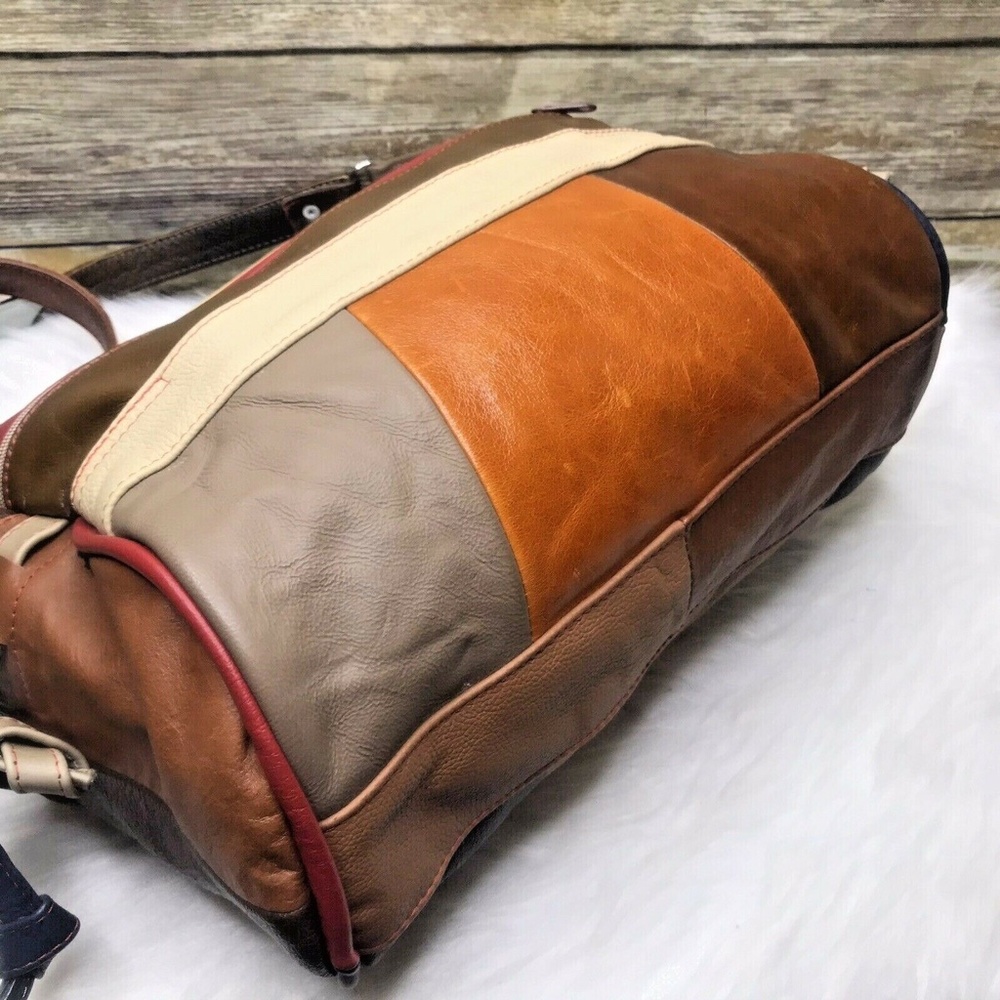 Multicolor Patchwork Genuine Leather Large Should… - image 7